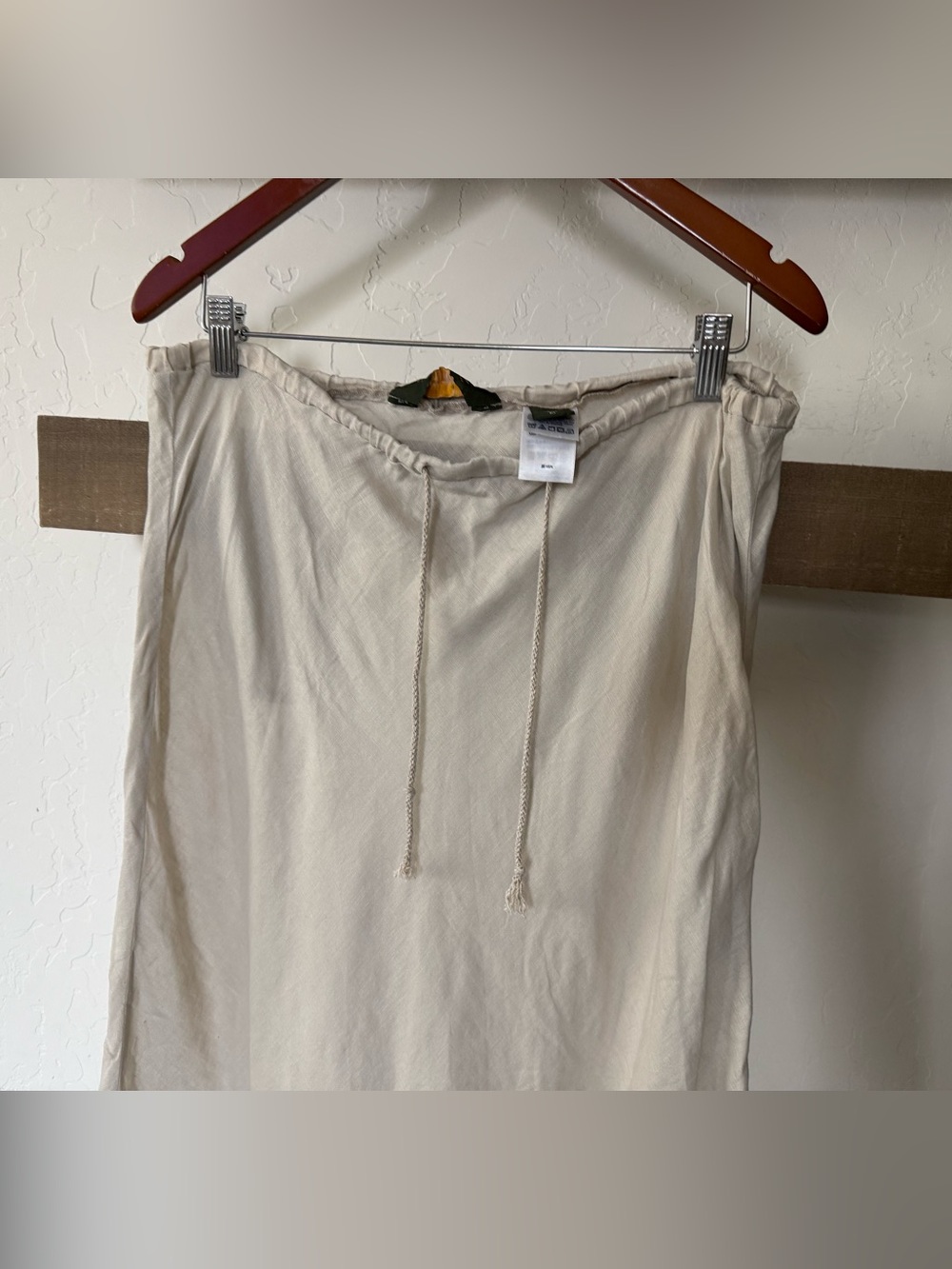 Eddie Bauer|Lagenlook Light Beige Ruffle-Hem Maxi Skirt-100% LINEN,MEDIUM•Beachy - Picture 3 of 14